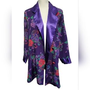 Vintage 1990s Y2K Victoria's Secret purple floral robe kimono